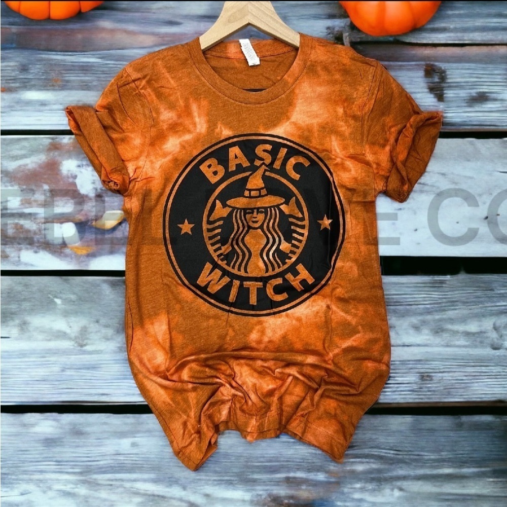 Orange Tie-Dye Basic Witch T-Shirt handmade size medium NEW